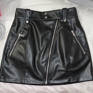 Zara Black Leather Biker Skirt